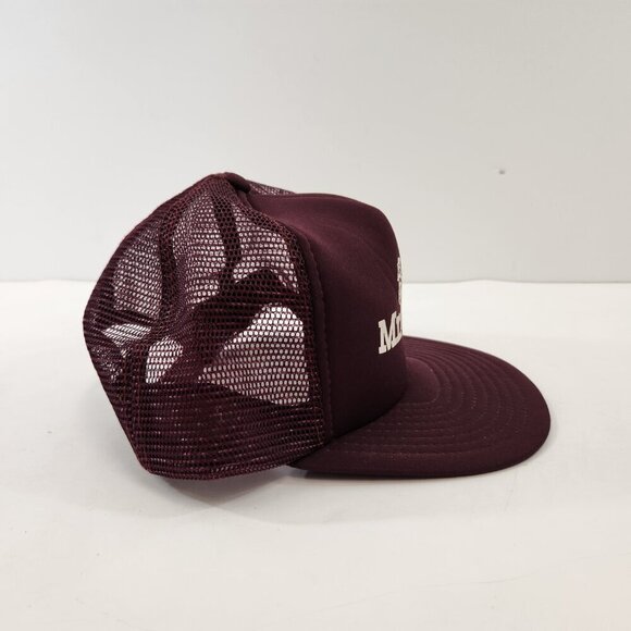 Mr Build Vintage Trucker Hat Mesh Burgundy 1980s - Picture 6 of 8